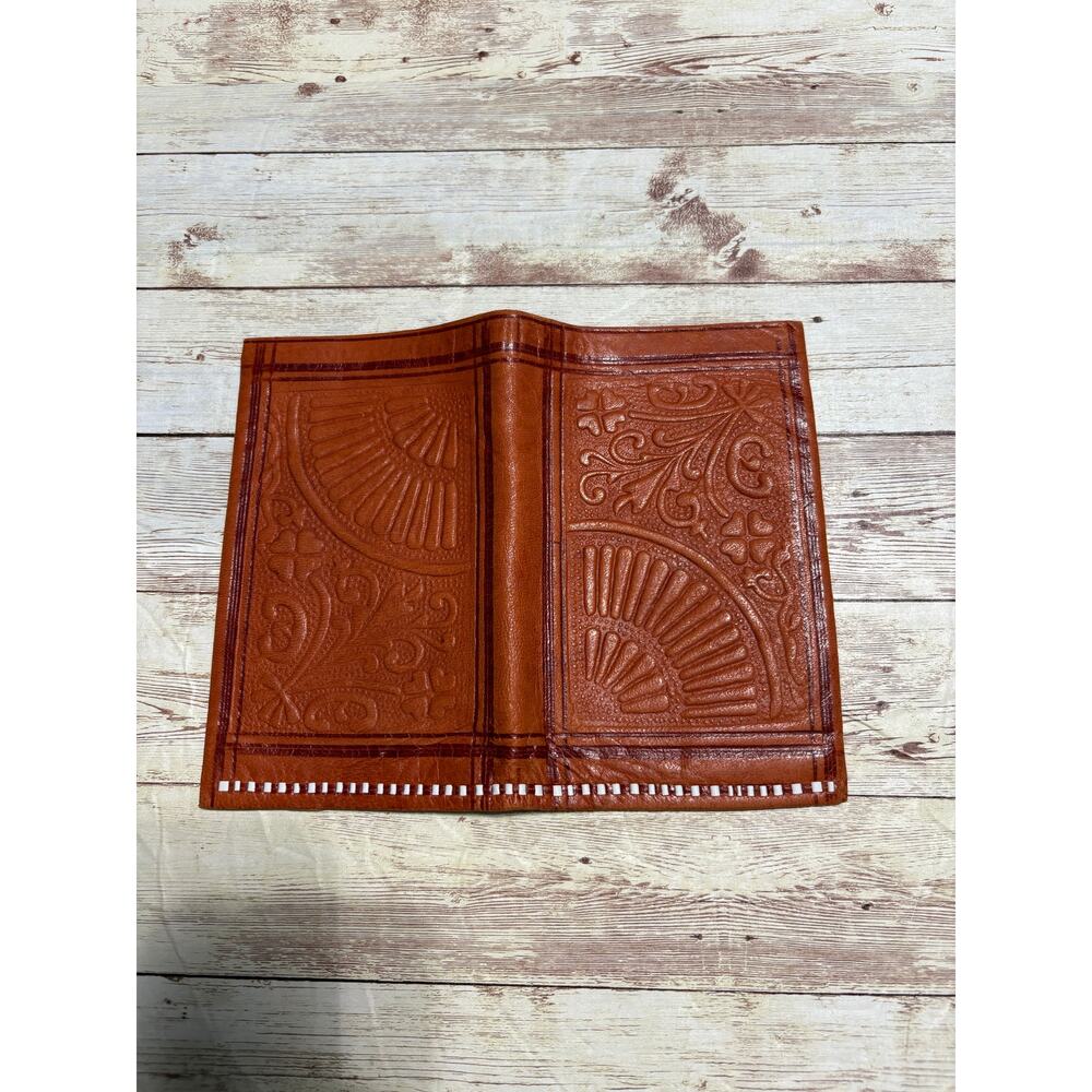 Vintage Hand Tooled Brown Leather Wallet Billfold - Picture 5 of 8